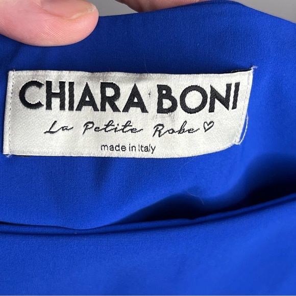 Chiara Boni Blue Ruched Waist Midi Cocktail Dress size IT 40/ US 4 - Picture 3 of 5